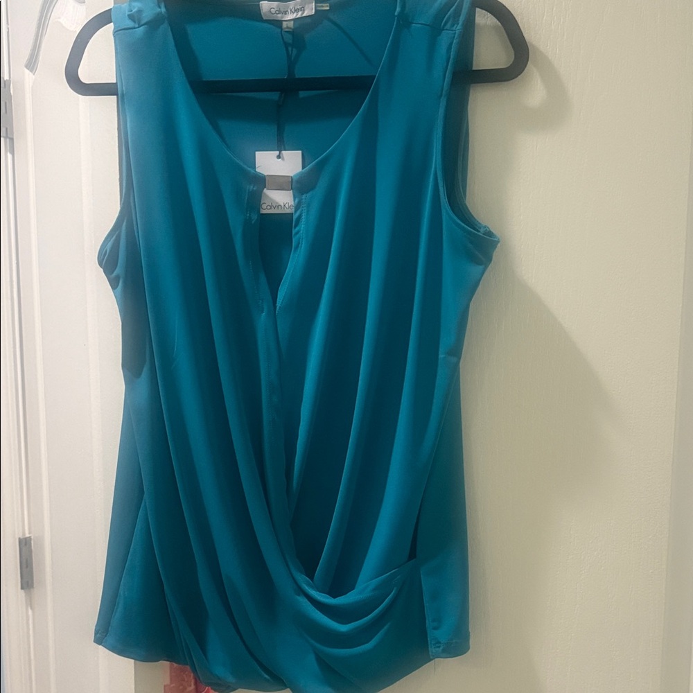 Calvin Klein Turquoise Sleeveless Blouse